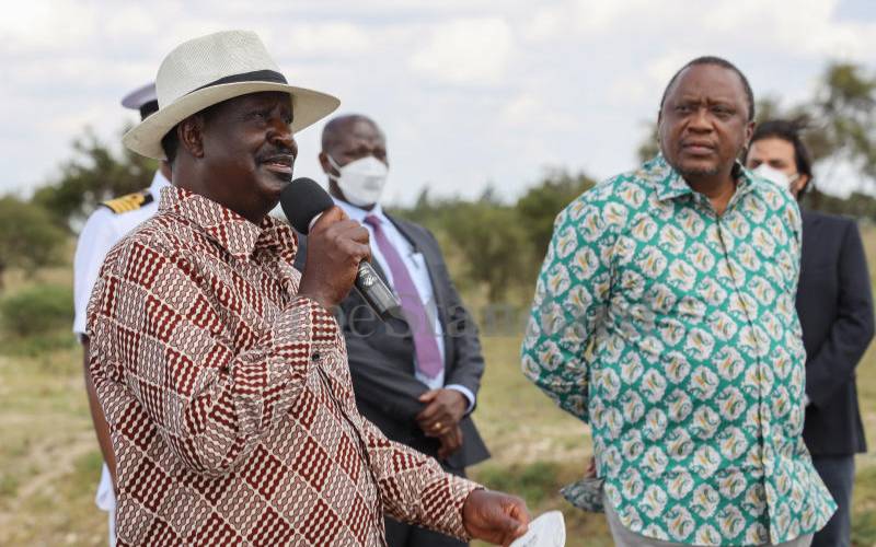 Former Prime Minister Raila Odinga and President Uhuru Kenyatta at a past event
