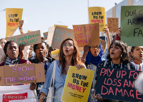 Climate champions show solidarity with communities who are experiencing climate impacts in the global south. Campaigners demand that polluting companies and countries pay their fair share to repair climate damage