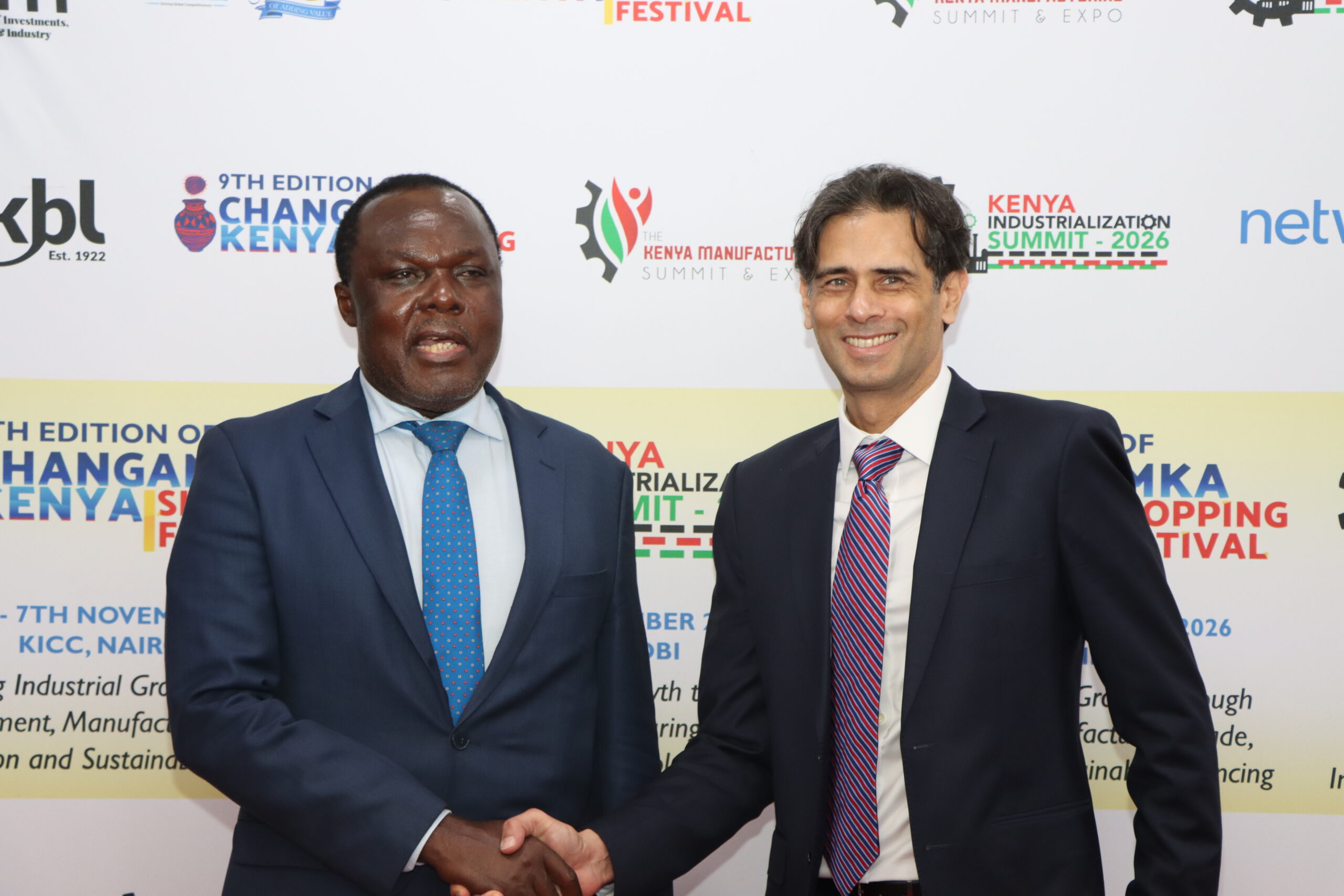 KAM Board Chair - Hitesh Mediratta with PS MITI - Dr. Juma Mukhwana CBS during the Launch of the 9th Edition of Changamka Shopping Festival.